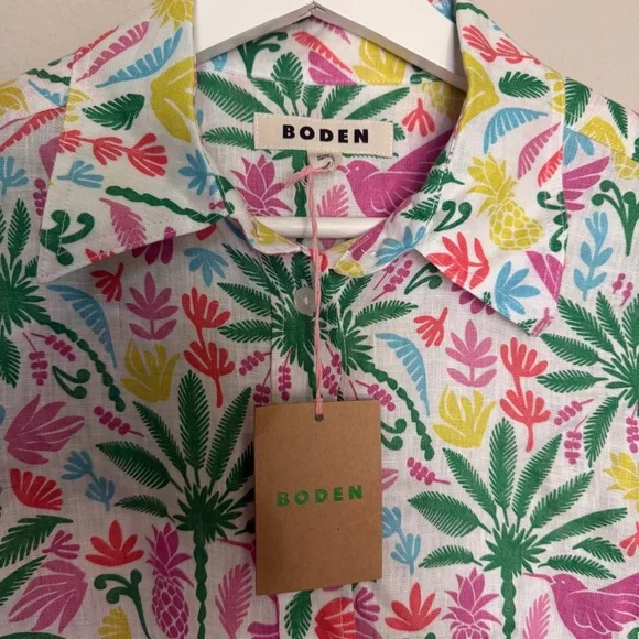 Boden Sienna Linen Shirt Multi Tropical Paradise - Picture 4 of 9